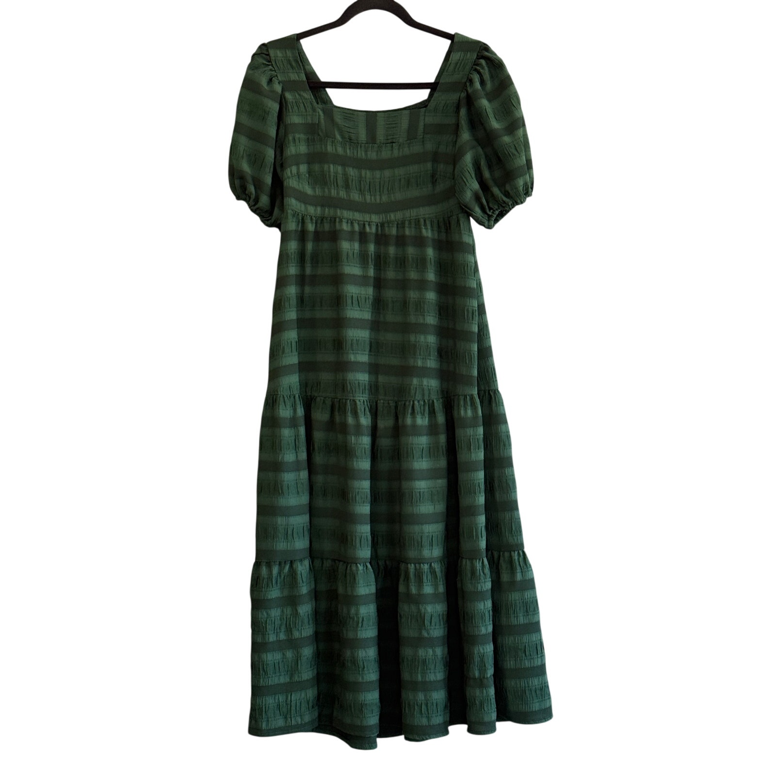 Smocked Midi Dress Piper Scoot Puff Sleeve Tiered Cottagecore Prairie Olive S